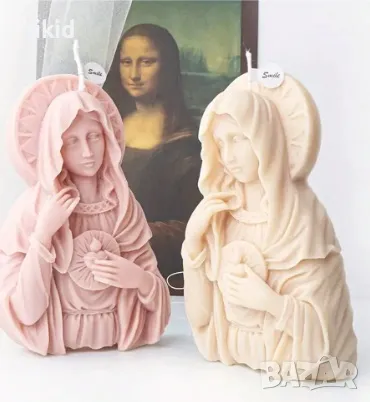 Грамадна Дева Мария Богородица с ореол силиконов молд форма шоколад гипс смола свещ декор, снимка 1