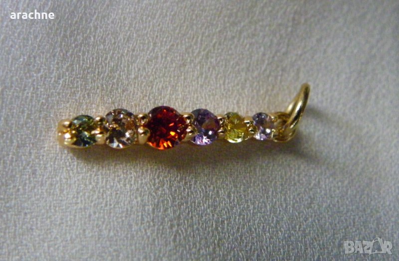 Позлатен сребърен коктейлен медальон с топаз, цитрин,аметист и турмалини, снимка 1