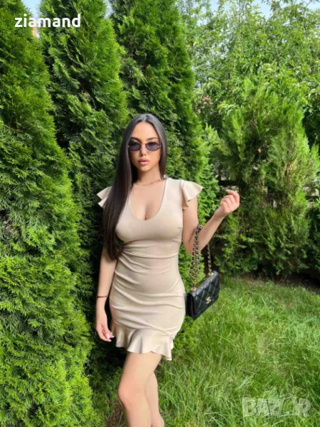 Рокля гол гръб с връзки бежова, снимка 1