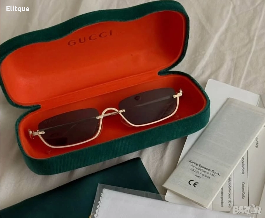 очила с черен обикновен калъф и ув защита Gucci , снимка 1