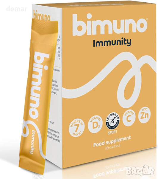 Bimuno 4-в-1 пребиотик: витамин D3, C и цинк Подкрепа за имунната система, вегетарианска, за 1 месец, снимка 1