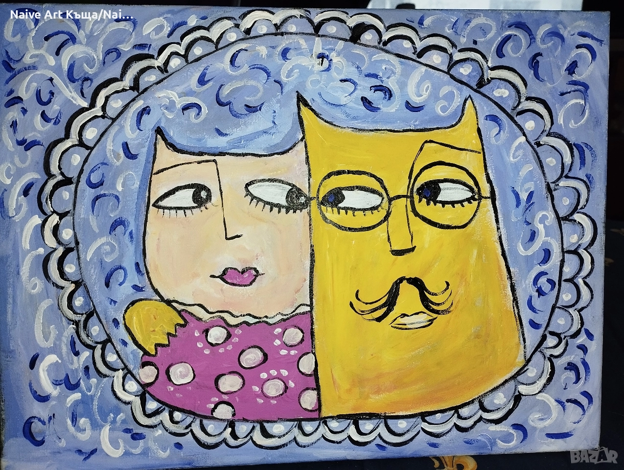 Картина платно маслени бои акрилни бои размер ш.42 / в. 32 структурна паста , снимка 1