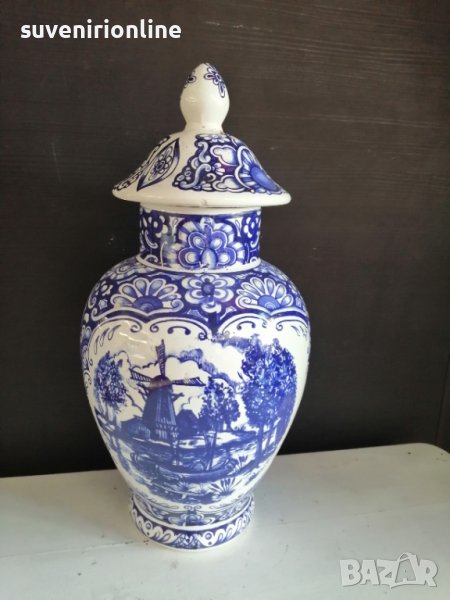 Стара ваза с капак холандски порцелан delft blu, снимка 1