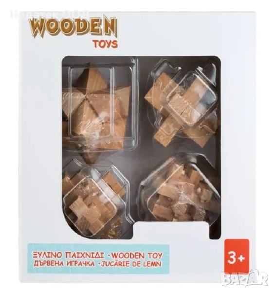 Дървен пъзел в 4 форми, 54 бр., снимка 1