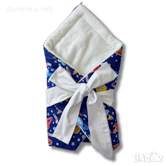 Порт бебе - Космос с бял полар - 75/75см, снимка 1