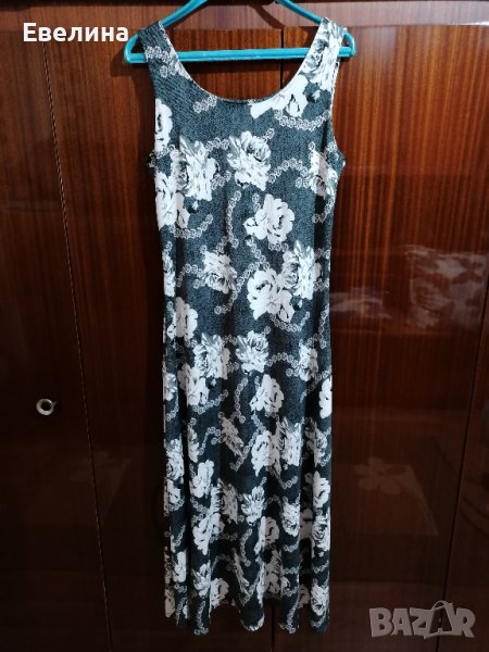 Дълга сива рокля на цветя, снимка 1