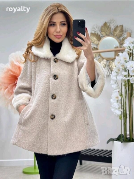 Елегантно бежово палто с копчета, снимка 1