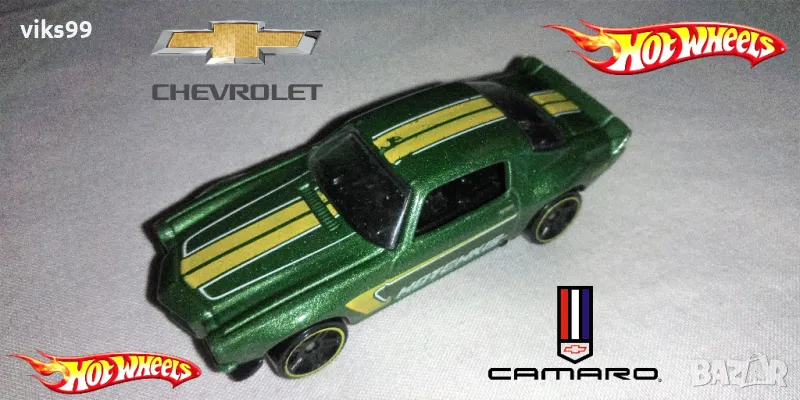 Hot Wheels 1970 Green Camaro TM GM , снимка 1