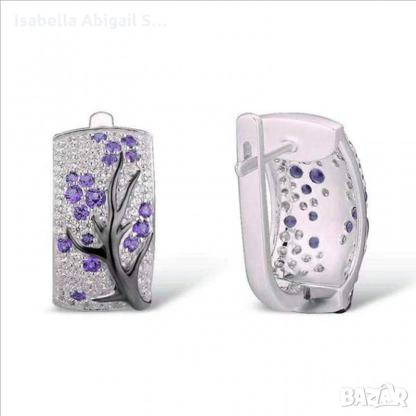 Обици с цирконии, медицинска стомана, снимка 1