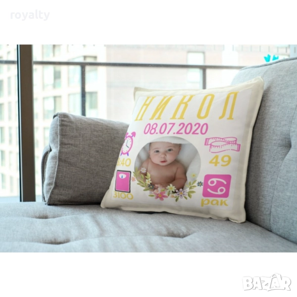 Възглавничка - бебешка визитка за момиче, снимка 1