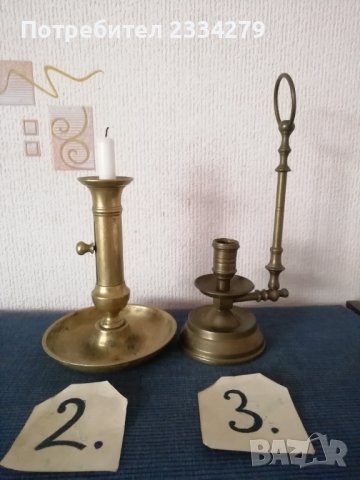 Свещници стара барокова бронзова изработка и две гасила на свещи, снимка 5 - Антикварни и старинни предмети - 41769987