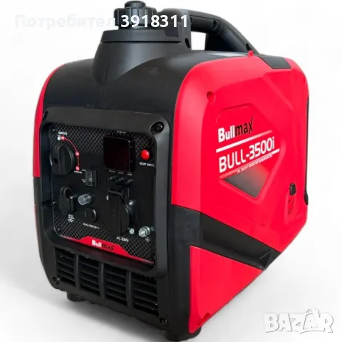 Инверторен бензинов обезшумен генератор за ток BULLMAX 3500i, монофазен, 3.5kW, червен, снимка 1 - Генератори - 48279342