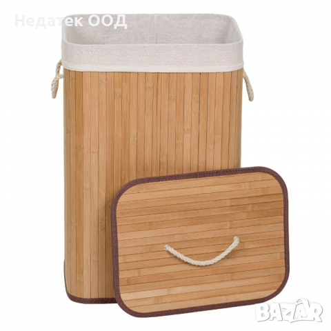 Кош за пране Бамбук, с капак, 40х30х60 см см, 72 литра, естествен цвят, снимка 2 - Други - 36556470