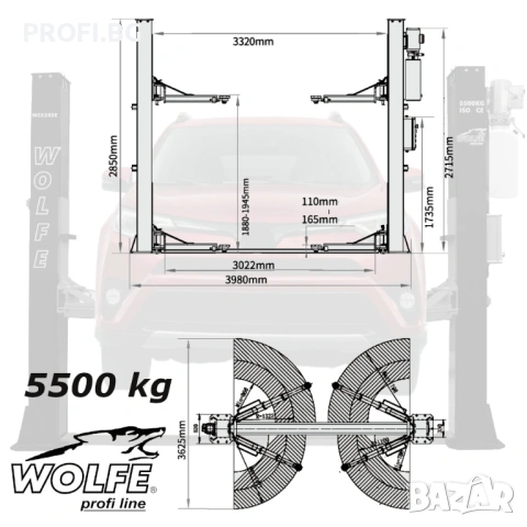 Подемник за бусове 5,5 тона WOLFE Premium Line, снимка 3 - Други машини и части - 53971203