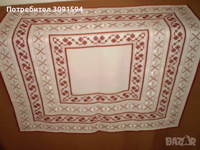 Памучна покривка ръчна бродерия с копринени и памучни конци