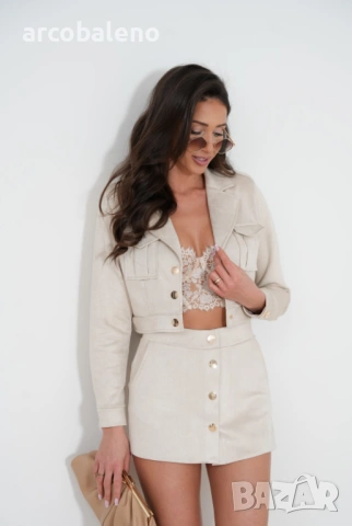 Дамски елегантен комплект BLISS с яке и пола/къси панталони , снимка 4 - Комплекти - 49784930