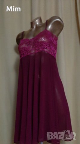  unilat M Ефирна ,бордо нощница с дантела , снимка 3 - Нощници - 31392262