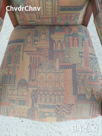 Старо кресло ръчна дърворезба 110см/висок масивен дървен стол с полакътници, снимка 10 - Антикварни и старинни предмети - 46514432