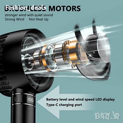 Преносим вентилатор за дом, офис, пътуване къмпинг с USB Акумулаторен, снимка 5 - Други стоки за дома - 40677222