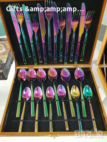 Комплект прибори за хранене цвят хамелеон - 24 части, снимка 1