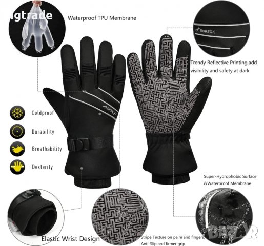 ПРОМО! BIKINGMOREOK - Унисекс зимни спортни ръкавици - 3M до -30 градуса - тъчскрийн, снимка 2 - Ръкавици - 38181591