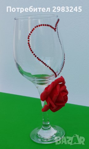 Декорирана чаша със сърце и роза, снимка 6 - Декорация за дома - 37415644