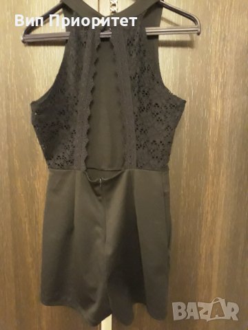 Къс панталон с горна част с гол гръб- официално елегантен сексапилен черно трико с дантелен елемент, снимка 9 - Къси панталони и бермуди - 37247152