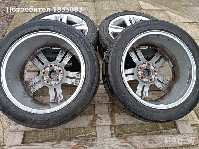 Лети джанти 17ки 5х112 VW + летни гуми 235/45/17 Continental, снимка 9 - Гуми и джанти - 52816019
