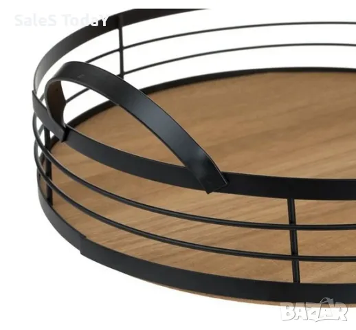 Поднос за сервиране, Кръгъл, метални дръжки, Ø30x6см , снимка 3 - Аксесоари за кухня - 49347527