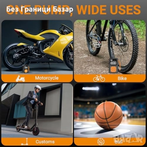 Нова Мини електрическа помпа 150 PSI с манометър за гуми колело компресор, снимка 7 - Друга електроника - 52273599