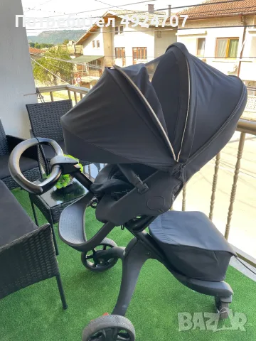 Количка Stokke® Xplory® X + бебешки кош - цвят Rich Black, снимка 5 - Детски колички - 55864982