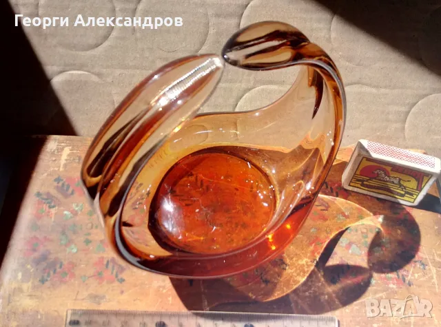 Стара КОШНИЧКА БОНБОНИЕРА от Цветен ОЛОВЕН КРИСТАЛ МУРАНО, снимка 3 - Декорация за дома - 56016460