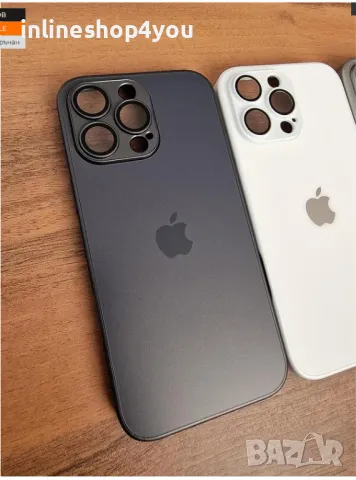 Матов Стъклен Кейс за Apple iPhone 16 Pro / Max - Различни цветове, снимка 3 - Калъфи, кейсове - 48852380