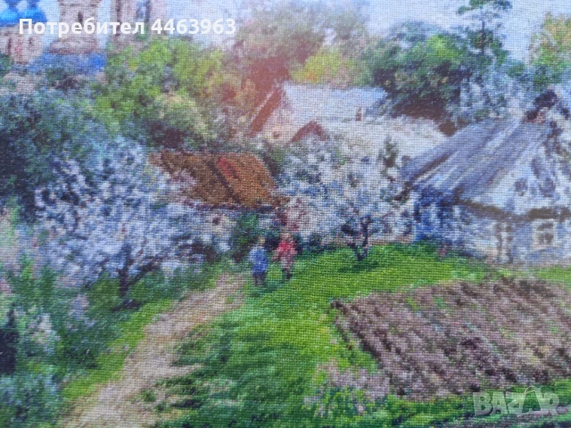гоблен ,, Пролет на село" , 60/42 см, снимка 6 - Гоблени - 51372337