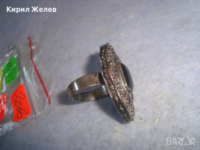 СТАР ПОСРЕБРЕН АРТ НУВО СТИЛ ОРНАМЕНТИРАН РЕГУЛИРУЕМ ПРЪСТЕН 11861, снимка 7 - Пръстени - 36377442