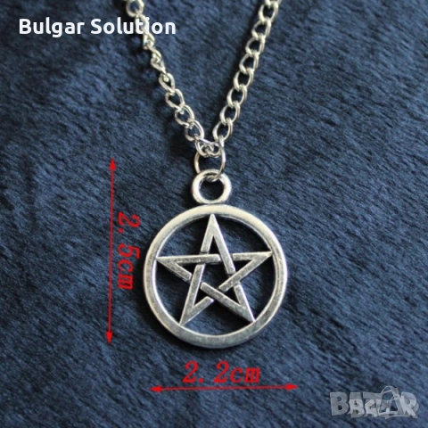 😈 Колие с пентаграм от филма Supernatural, снимка 3 - Колиета, медальони, синджири - 52597764