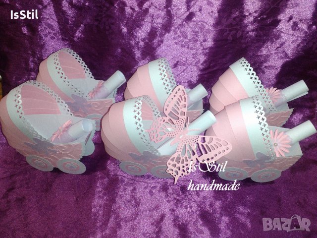 3Д количка -покана кръстници, подарък за гости на кръщене, покани колички, подарък новородено бебе, снимка 13 - Други - 18683734