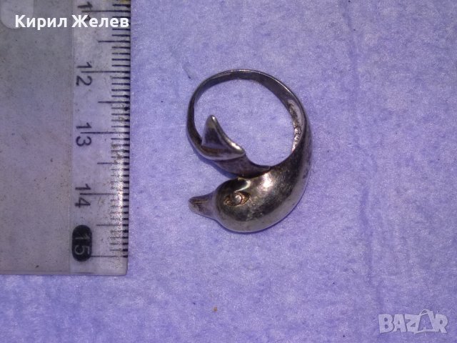 РЪЧНА АВТОРСКА ХУДОЖЕСТВЕНА БИЖУТЕРСКА МАЙСТОРСКА ИЗРАБОТКА МАРКОВО СРЕБРО 925 ПРЪСТЕН ДЕЛФИН 40636, снимка 8 - Пръстени - 42600263