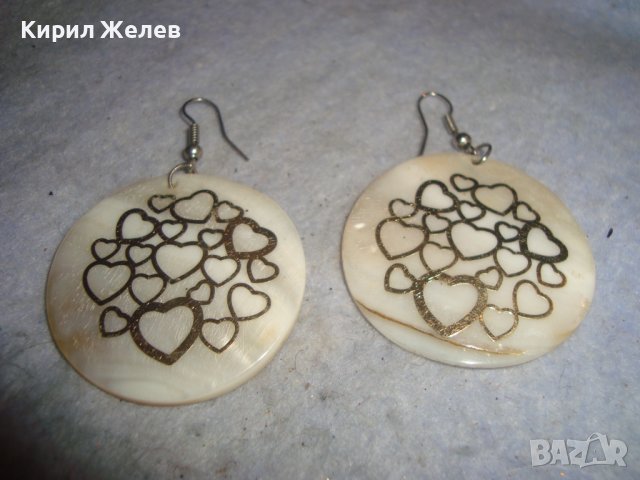 МНОГО КРАСИВИ СЕДЕФЕНИ АРТ ОБЕЦИ с ПОЗЛАТА - СЪРЧИЦА НАТУРАЛЕН СЕДЕФ ХЕНД МЕЙД  6200, снимка 9 - Обеци - 36635580