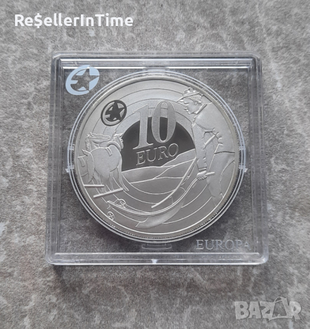 Възпоменателна сребърна монета 10 Euros Ploughman Banknote, снимка 1 - Нумизматика и бонистика - 44794597