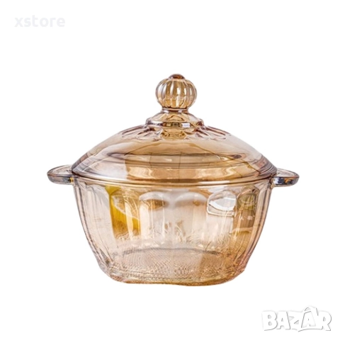 Изискана стъклена бонбониера практично и красиво съхранение 1.5л., снимка 10 - Други - 52699866