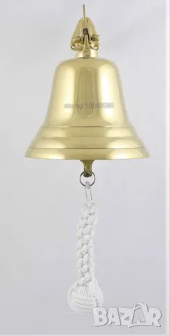 900 Корабна камбана от плътен месинг, с плетен рандибул , снимка 2 - Антикварни и старинни предмети - 50098309