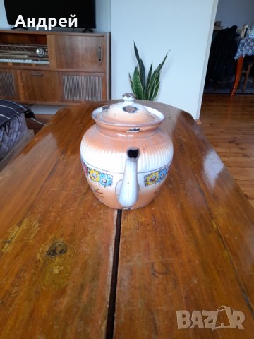 Стар емайлиран чайник #39, снимка 2 - Антикварни и старинни предмети - 36936578