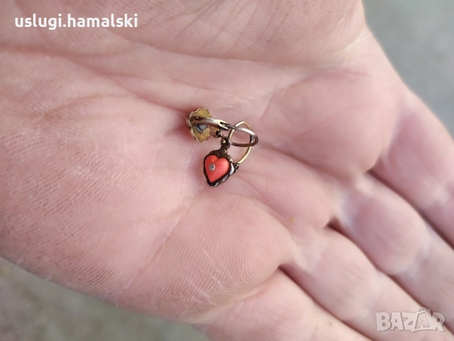 Стари сребърни обици/корал/позлата, снимка 4 - Антикварни и старинни предмети - 52839000