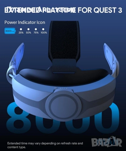AUBIKA Fast Charging Excellence Head Strap с батерия за Meta Quest 3, снимка 2 - Аксесоари - 53302393