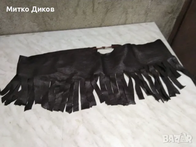 кожено наметало от ленти естествена кожа за врата 55х23см