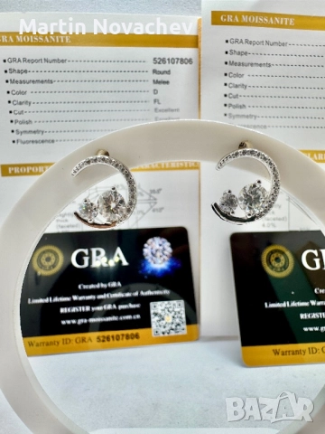 Сребърни обеци с мойсанит (Диамант) 0.8 карата, снимка 5 - Обеци - 52844709