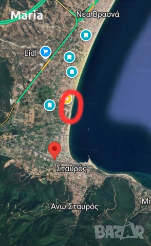 Продава парцел на 1ва линия в Гърция-Ставрос-Паралия Врасна, снимка 5 - Парцели - 52543094