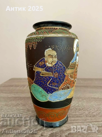 Антична японска ваза в стил Сацума (началото на XX век), снимка 3 - Антикварни и старинни предмети - 51456221