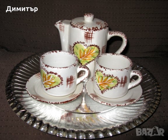 Комплект чаши и каничка за кафе, снимка 1 - Сервизи - 31541726